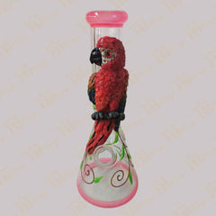 14" / 7mm - 3D Glass Bong - "Parrot"