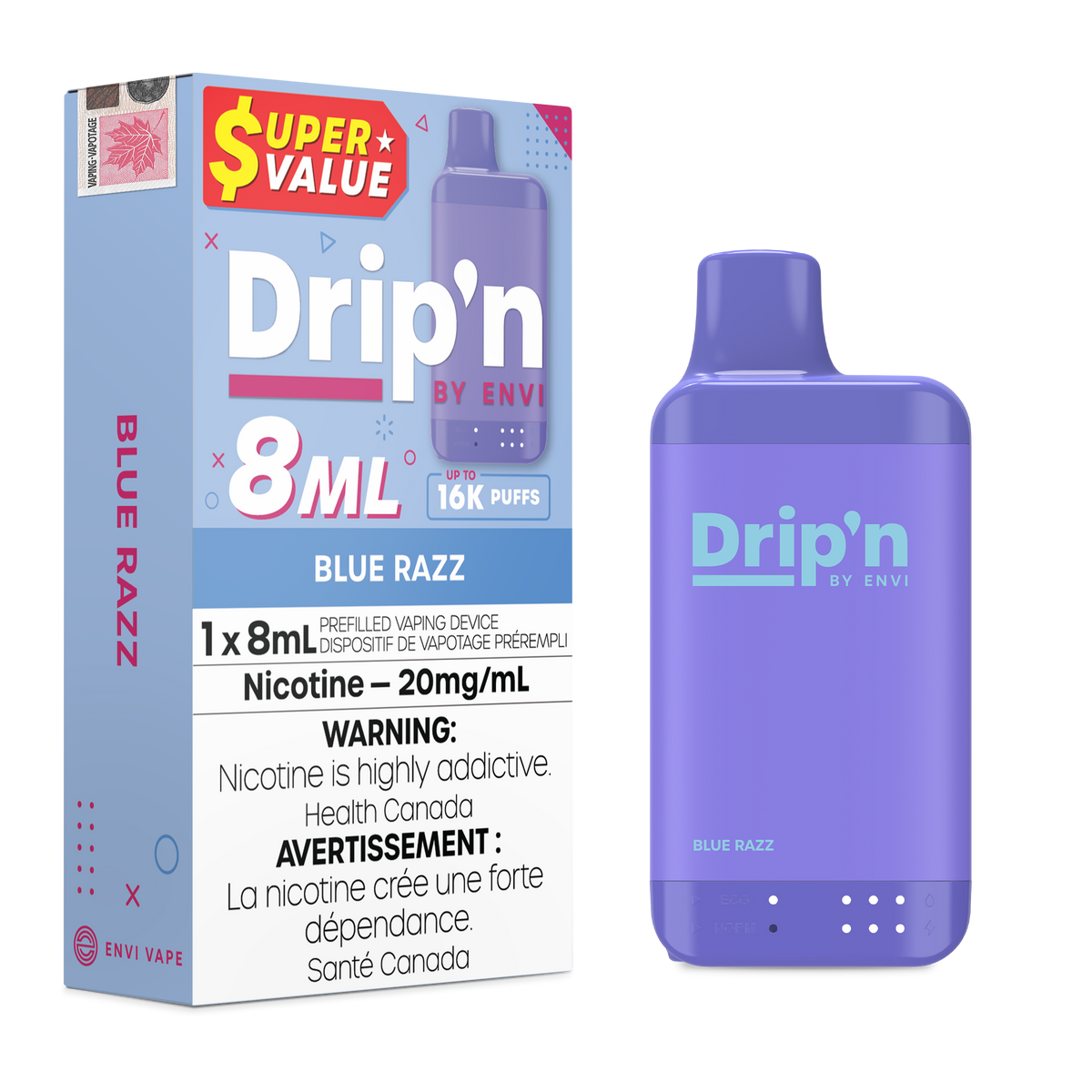 [ONT] Drip'n by ENVI - Drip'n 8ml - Rechargeable Disposable - 16k Puffs