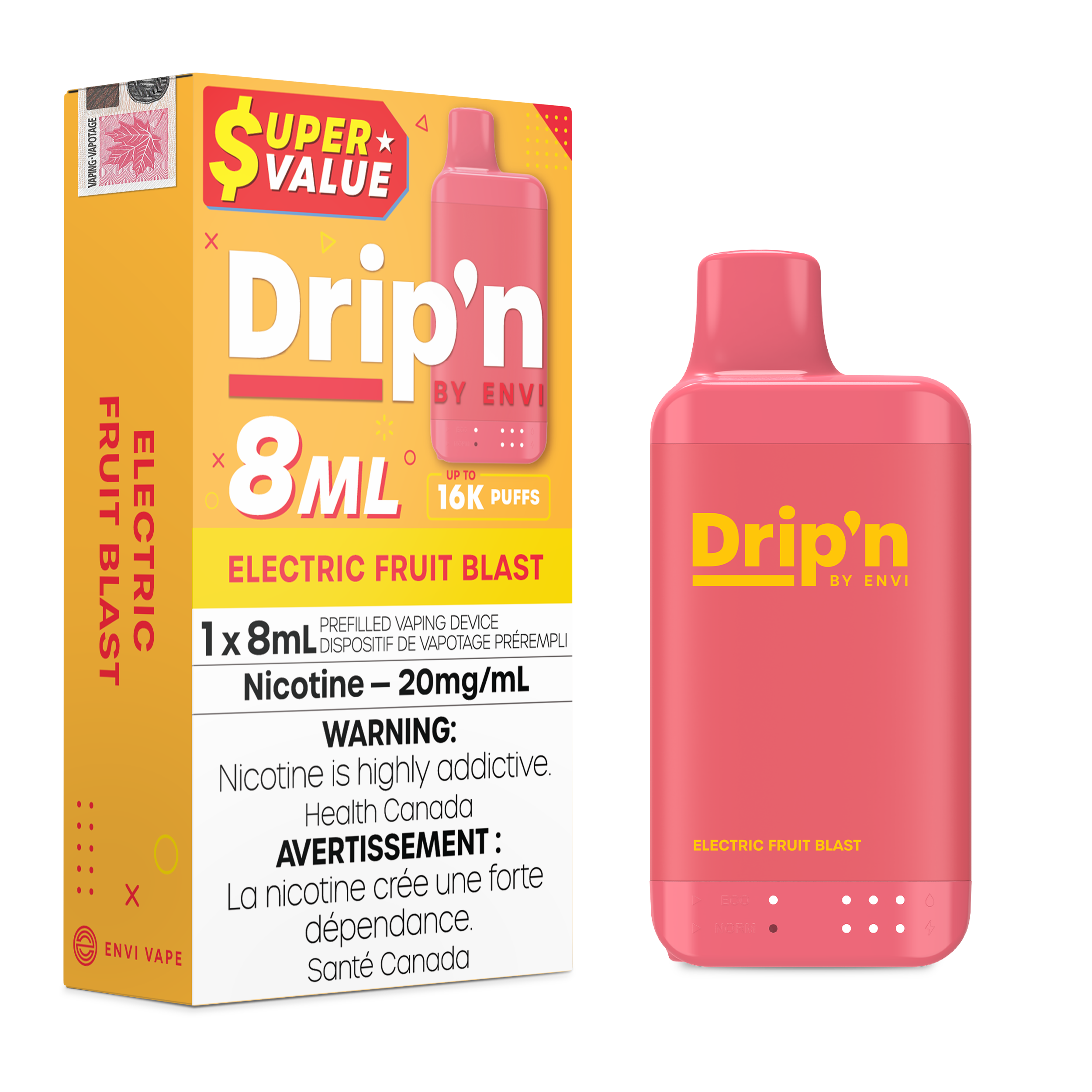 Drip'n by ENVI - Drip'n 8ml - Rechargeable Disposable - 16k Puffs [ONTARIO]