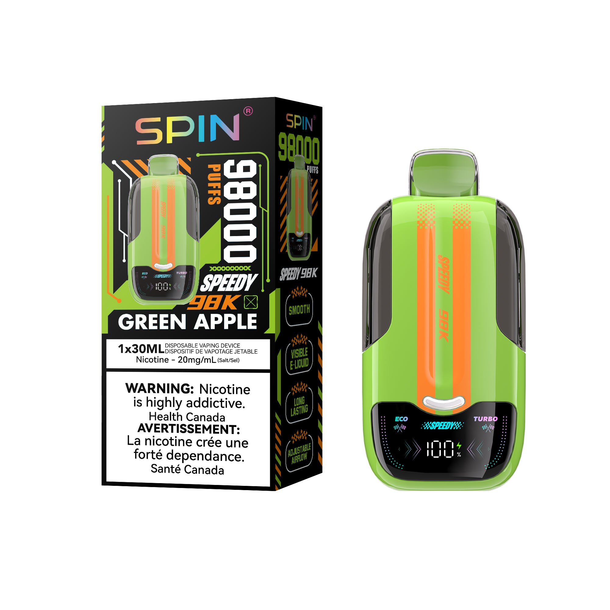 [ONT] SPIN Speedy 98K - Rechargeable Disposable - 98k Puffs
