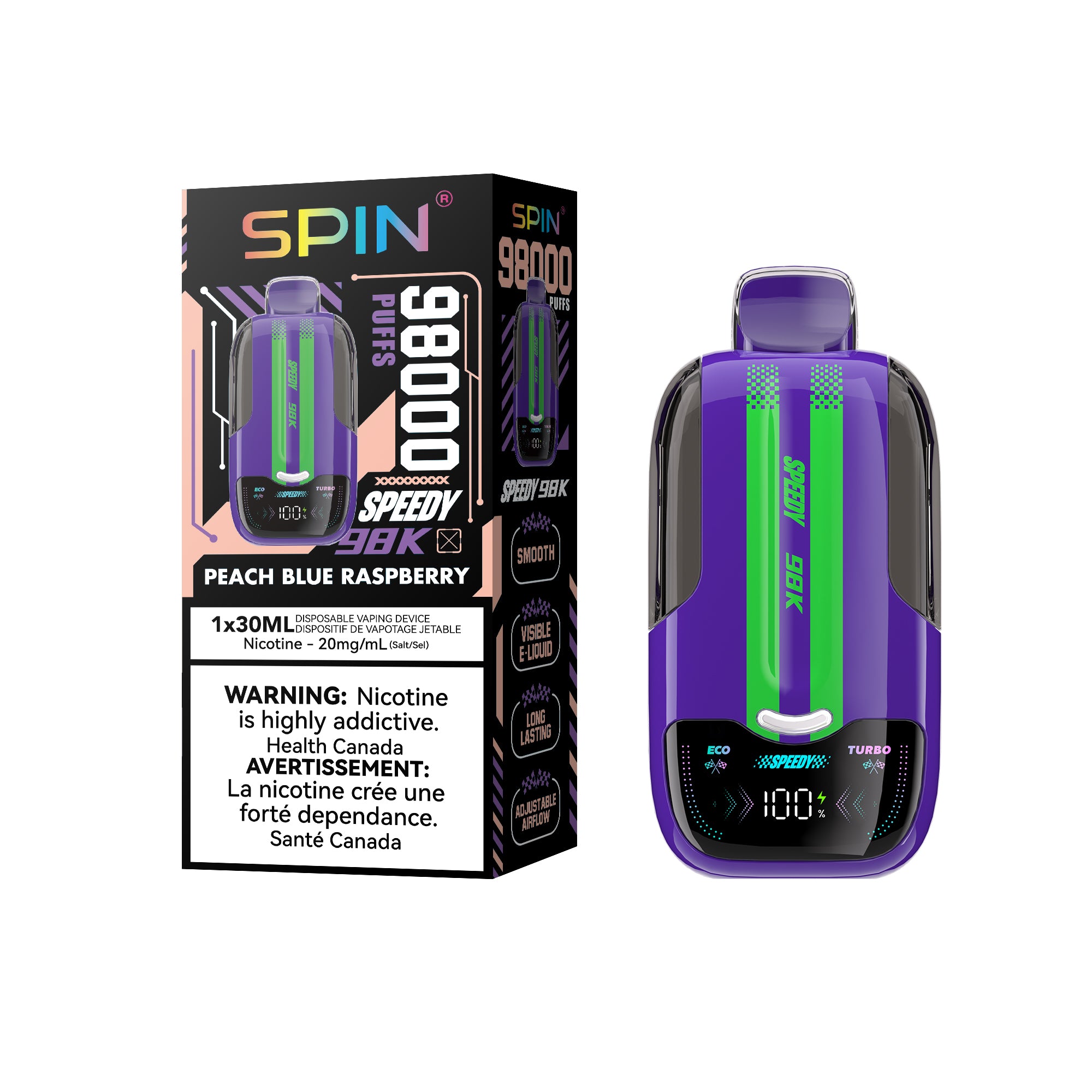 [ONT] SPIN Speedy 98K - Rechargeable Disposable - 98k Puffs