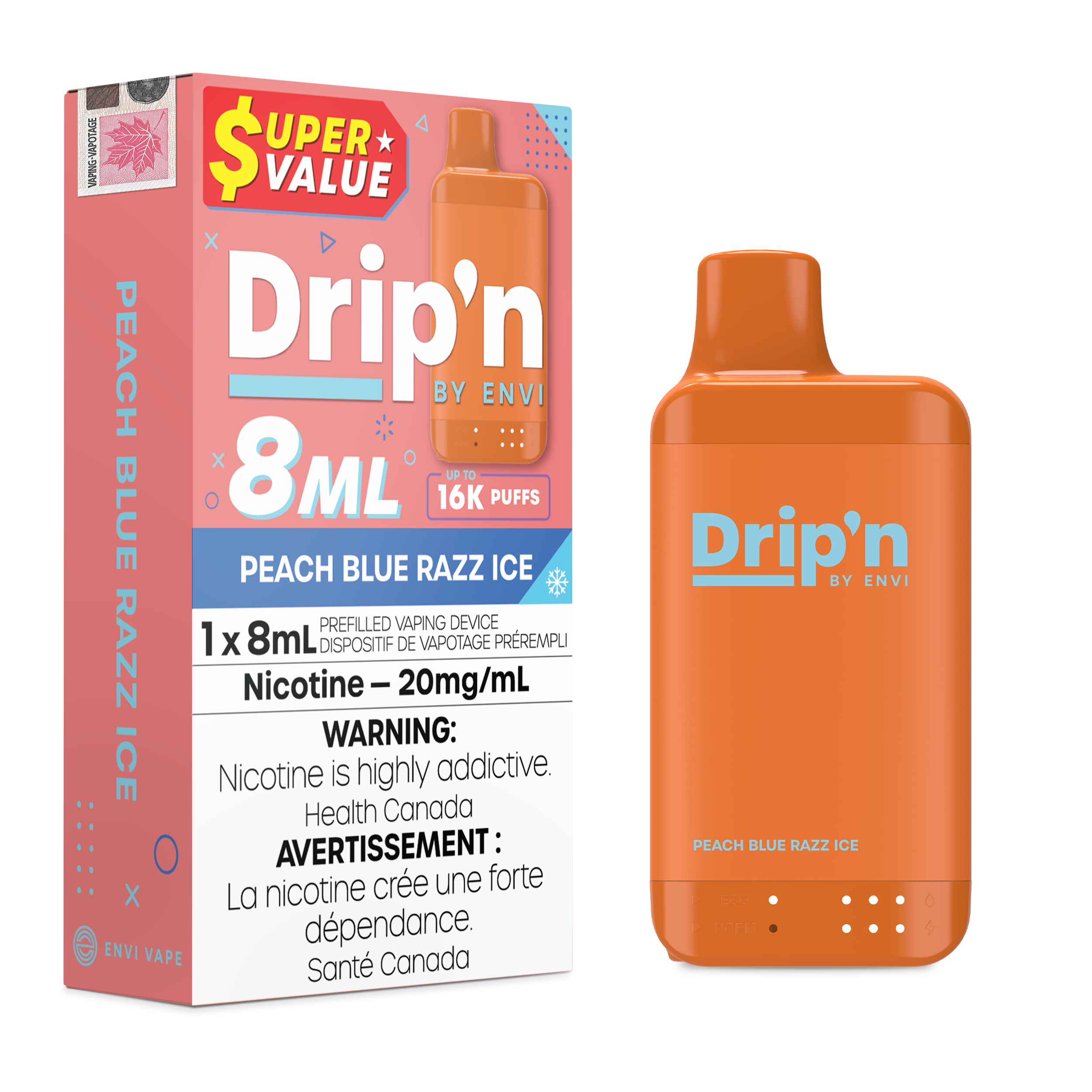 Drip'n by ENVI - Drip'n 8ml - Rechargeable Disposable - 16k Puffs [ONTARIO]