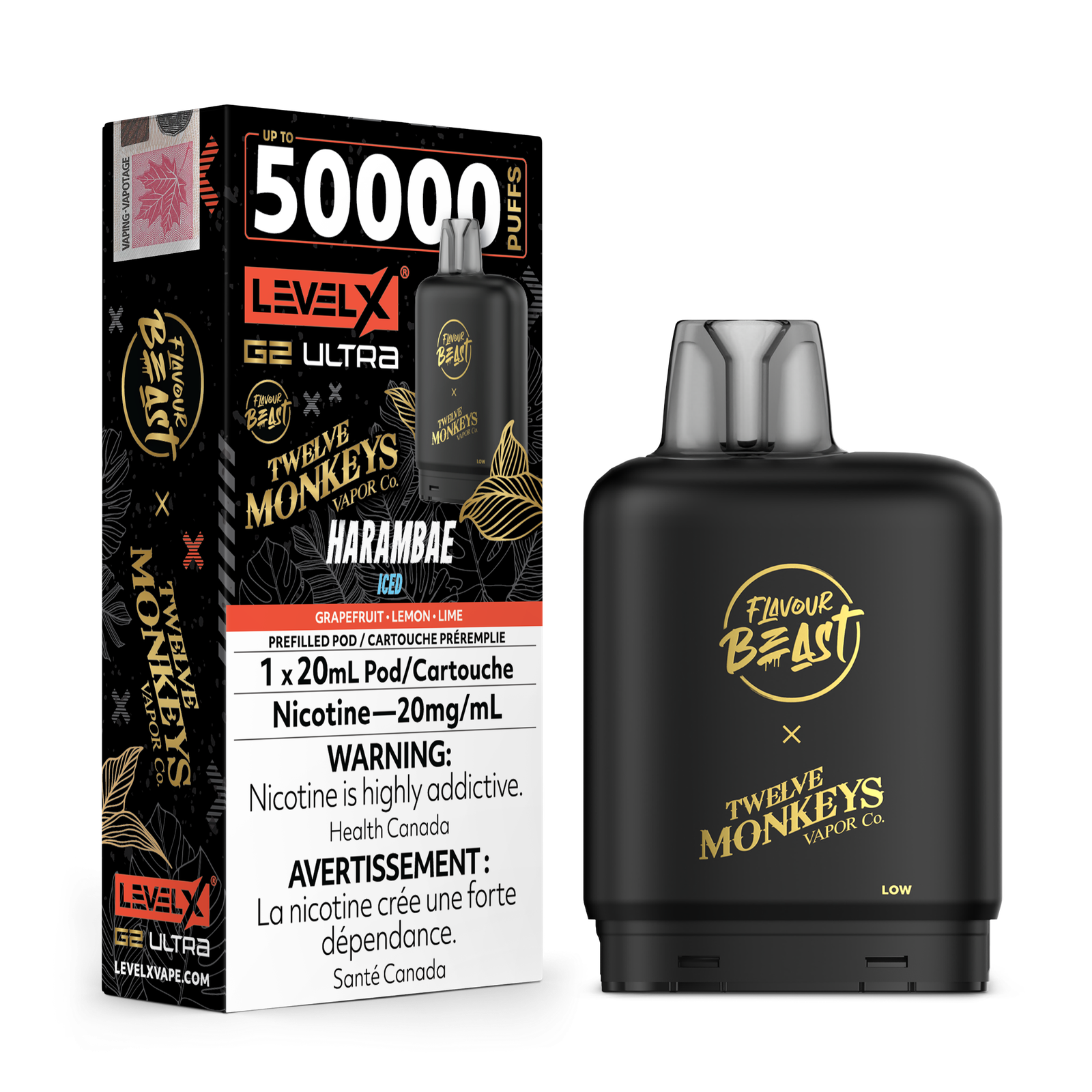 [ONT] Level X - Flavour Beast x Twelve Monkeys G2 Ultra - Pod - 50k Puffs