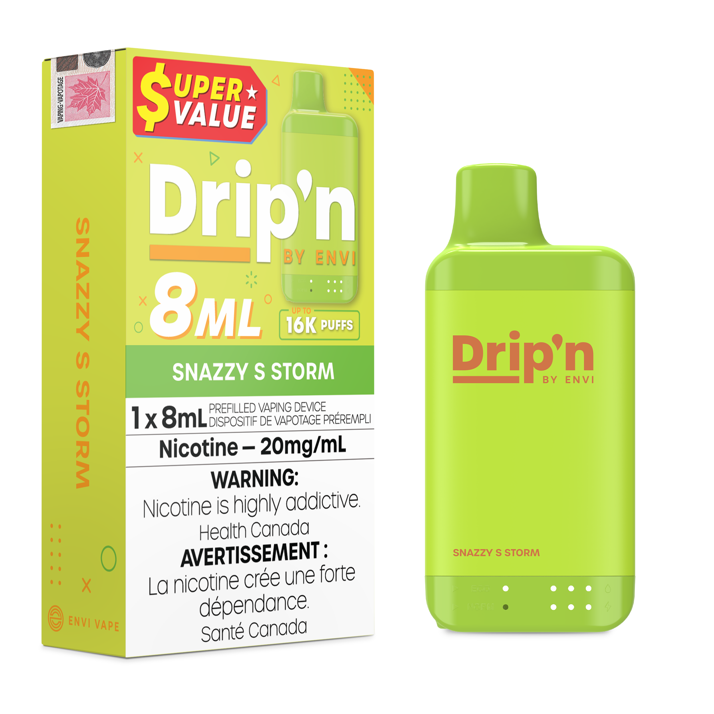 Drip'n by ENVI - Drip'n 8ml - Rechargeable Disposable - 16k Puffs [ONTARIO]