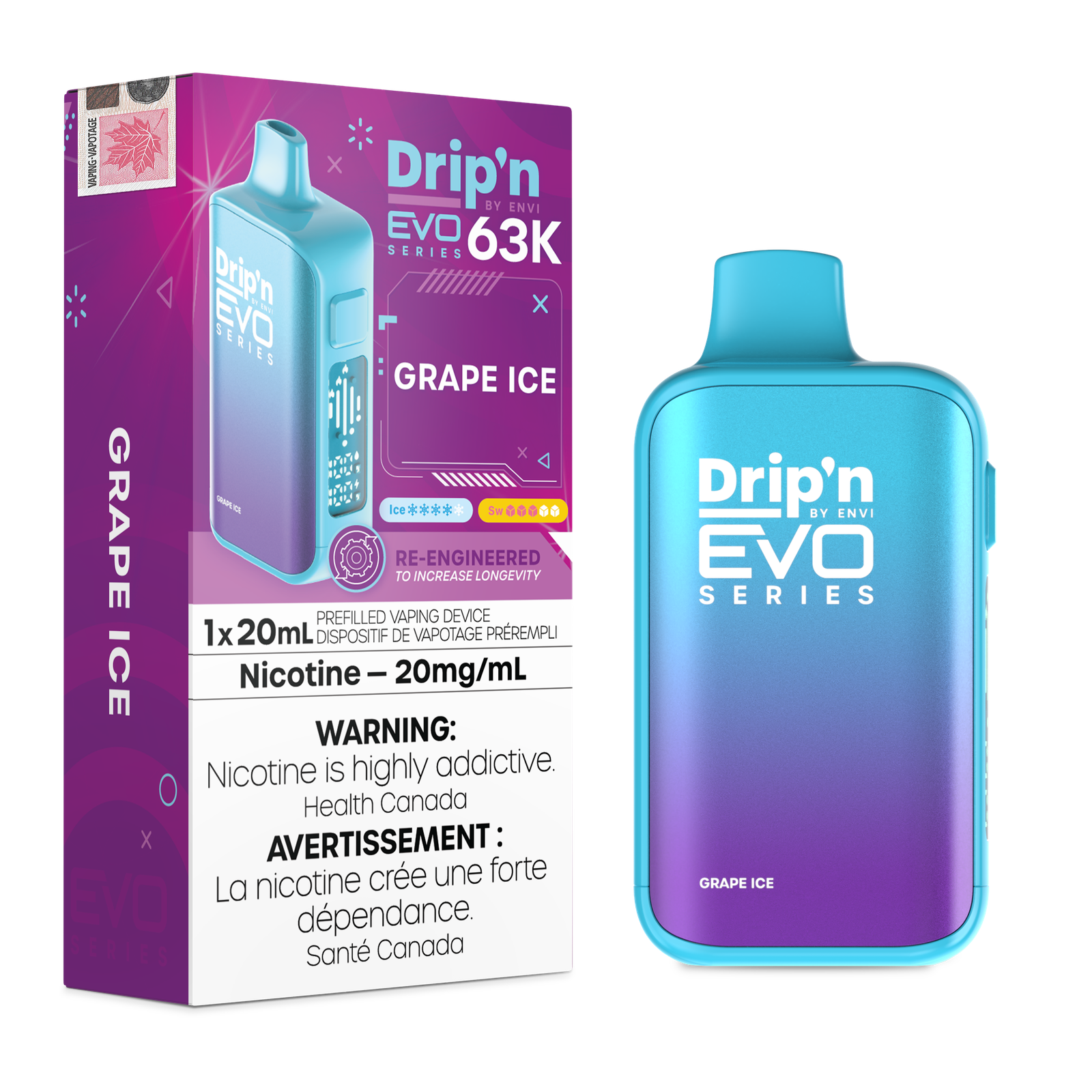 [ONT] Drip'n by Envi - Drip'n EVO63K - Rechargeable Disposable - 63k Puffs