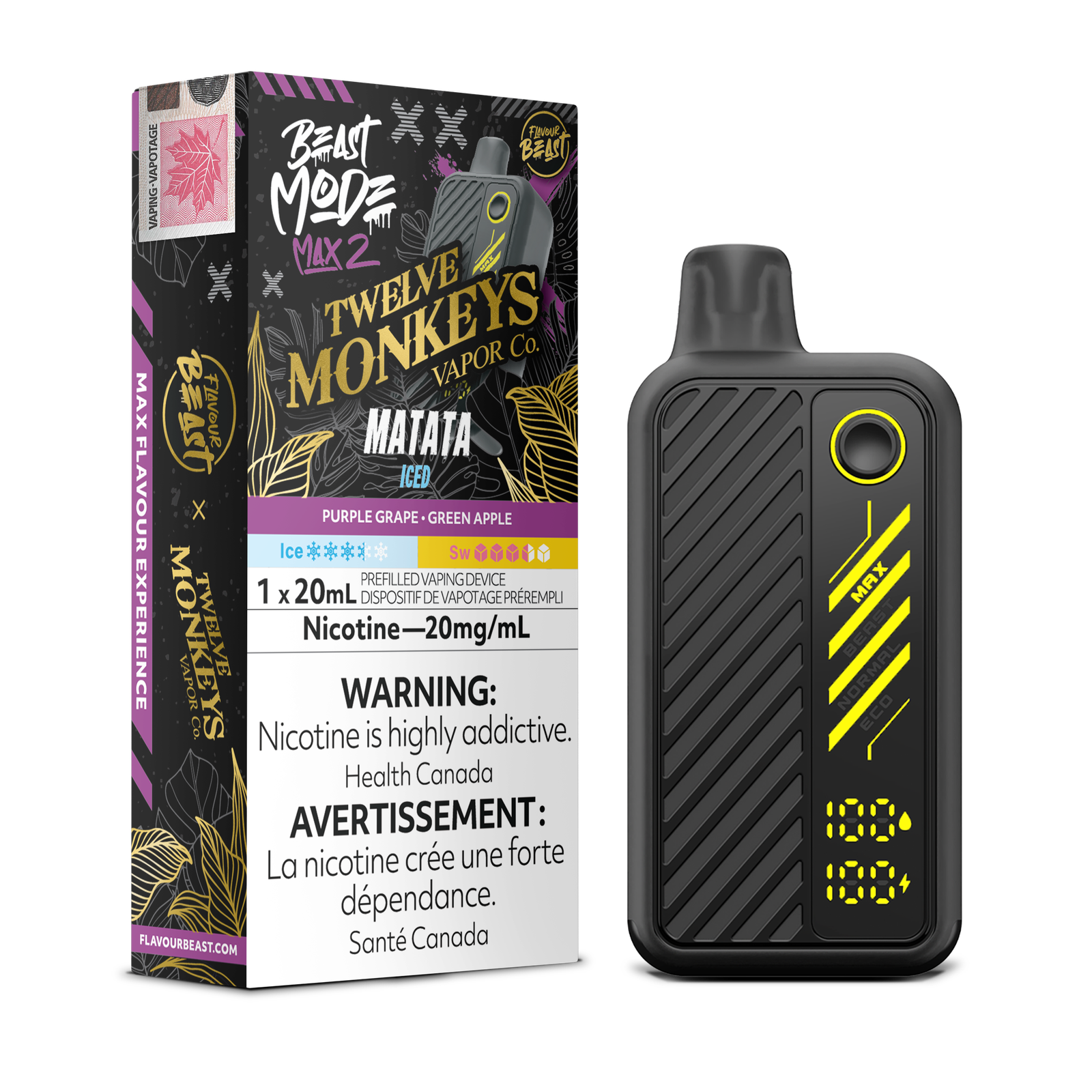 [ONT] Flavour Beast x Twelve Monkeys - Beast Mode MAX 2 - Rechargeable Disposable - 50k Puffs