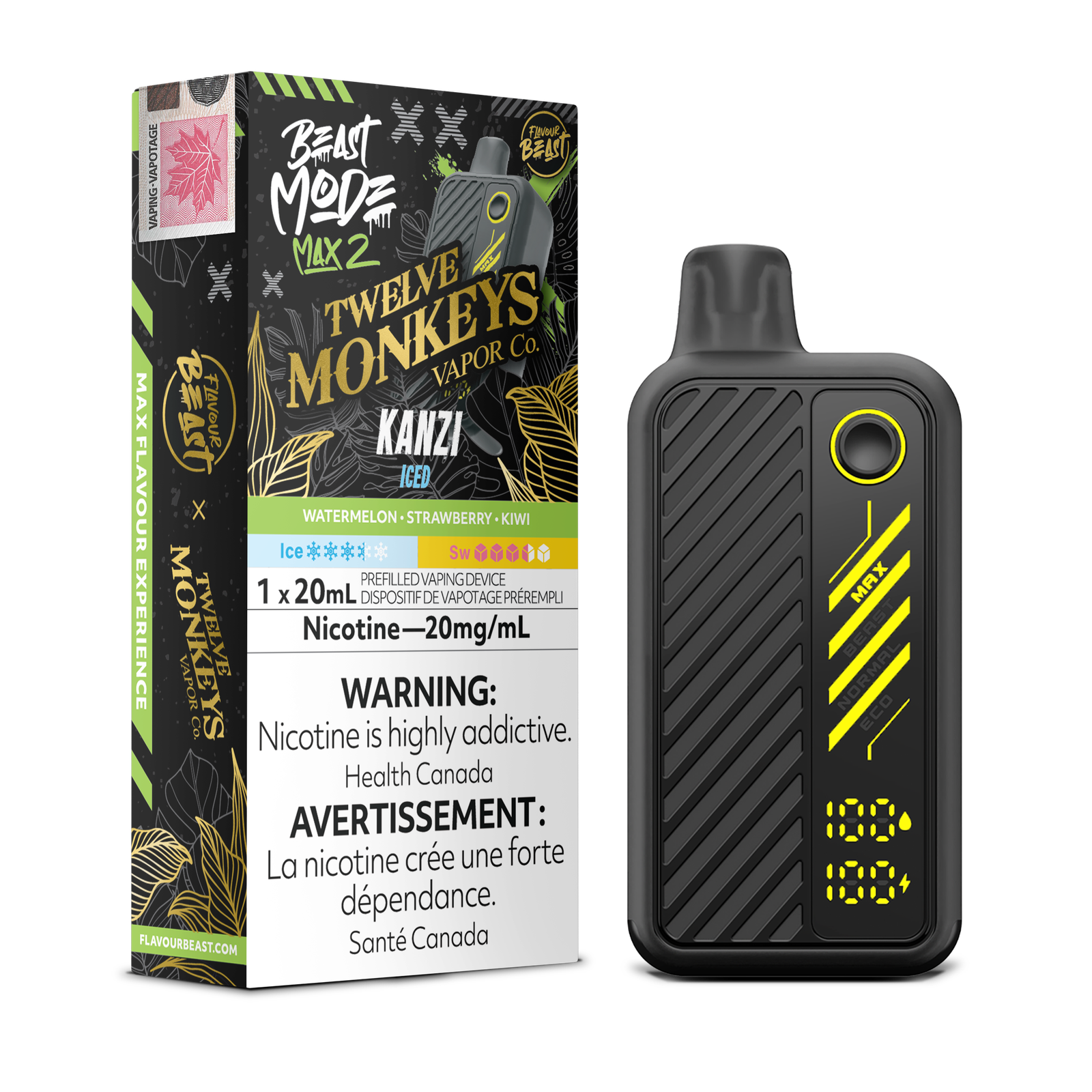 [ONT] Flavour Beast x Twelve Monkeys - Beast Mode MAX 2 - Rechargeable Disposable - 50k Puffs