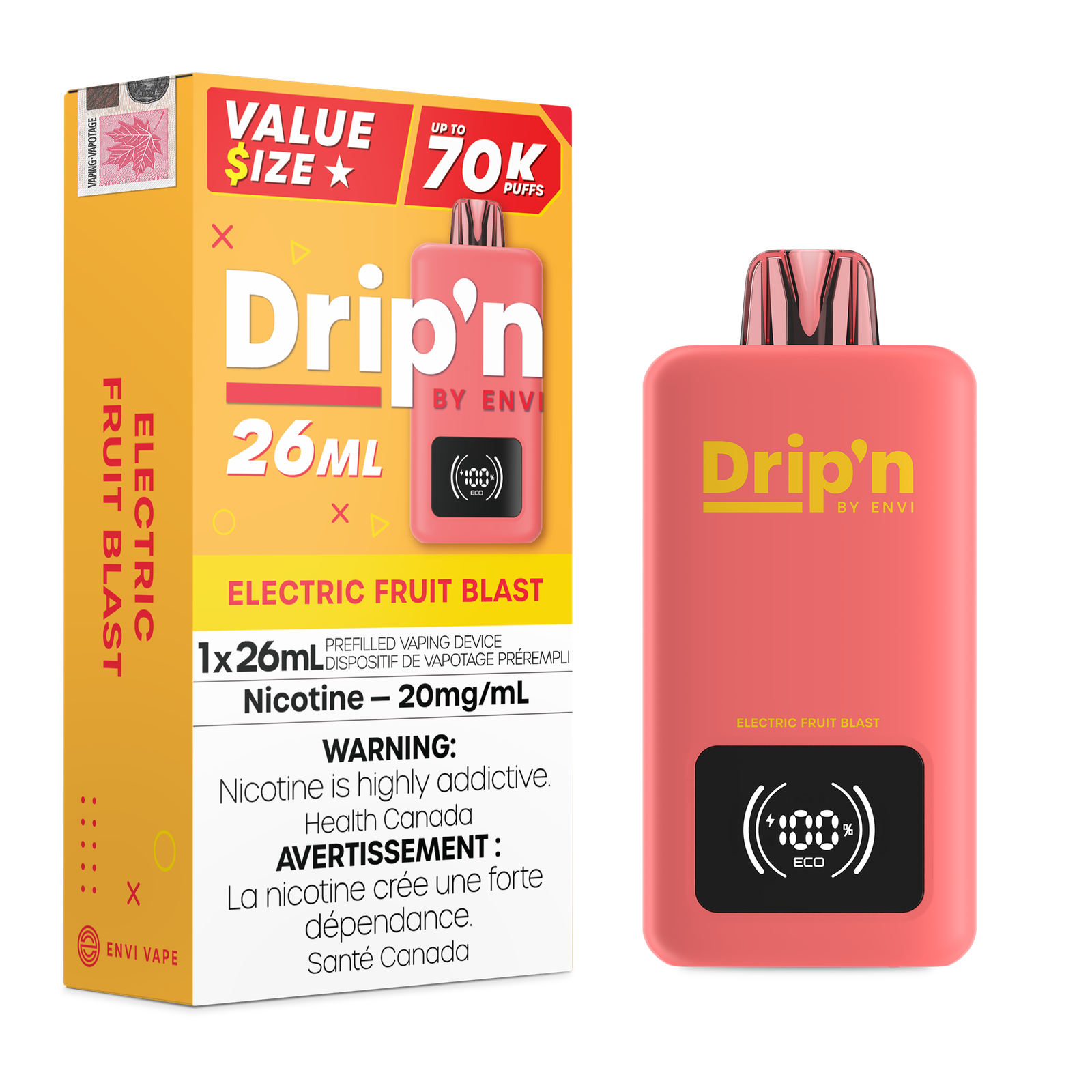 [ONT] Drip'n by ENVI - Drip'n 26mL - Rechargeable Disposable - 70k Puffs