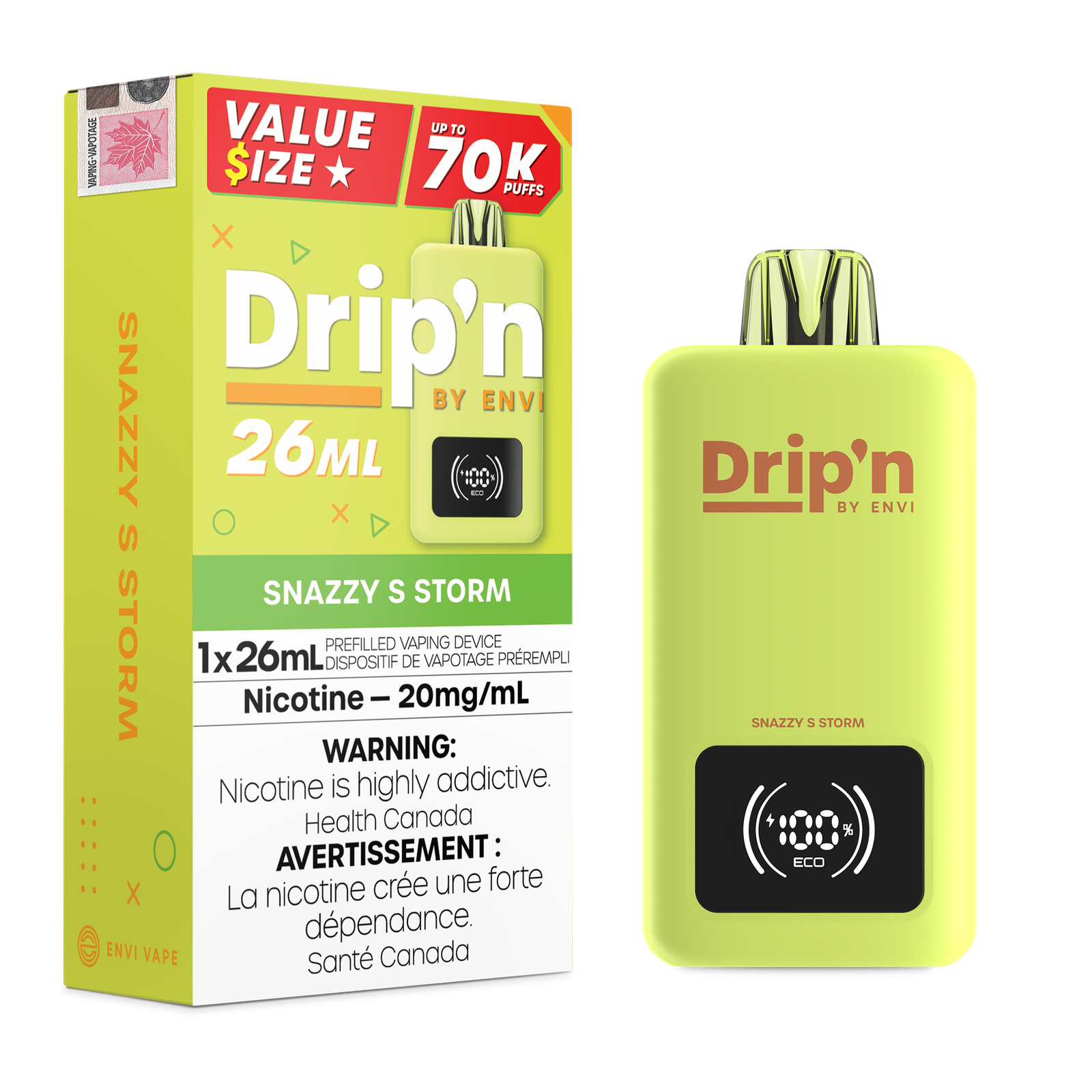 [ONT] Drip'n by ENVI - Drip'n 26mL - Rechargeable Disposable - 70k Puffs