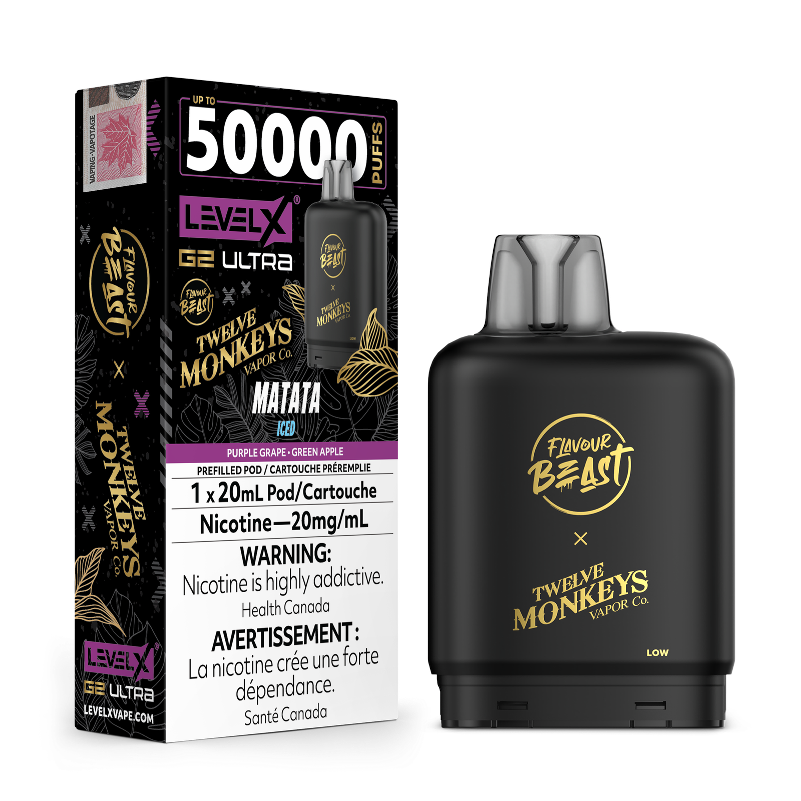 [ONT] Level X - Flavour Beast x Twelve Monkeys G2 Ultra - Pod - 50k Puffs