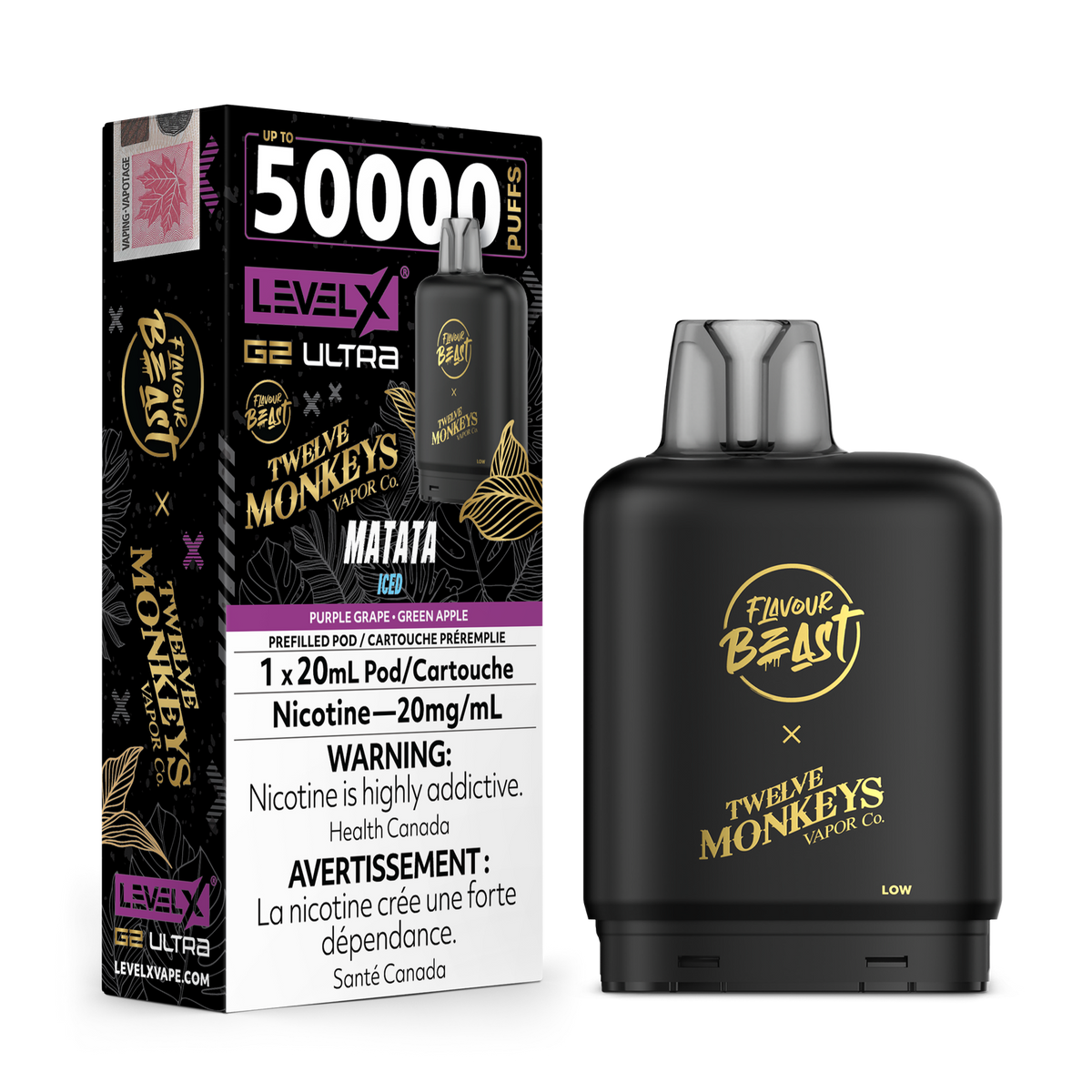 [ONT] Level X - Flavour Beast x Twelve Monkeys G2 Ultra - Pod - 50k Puffs