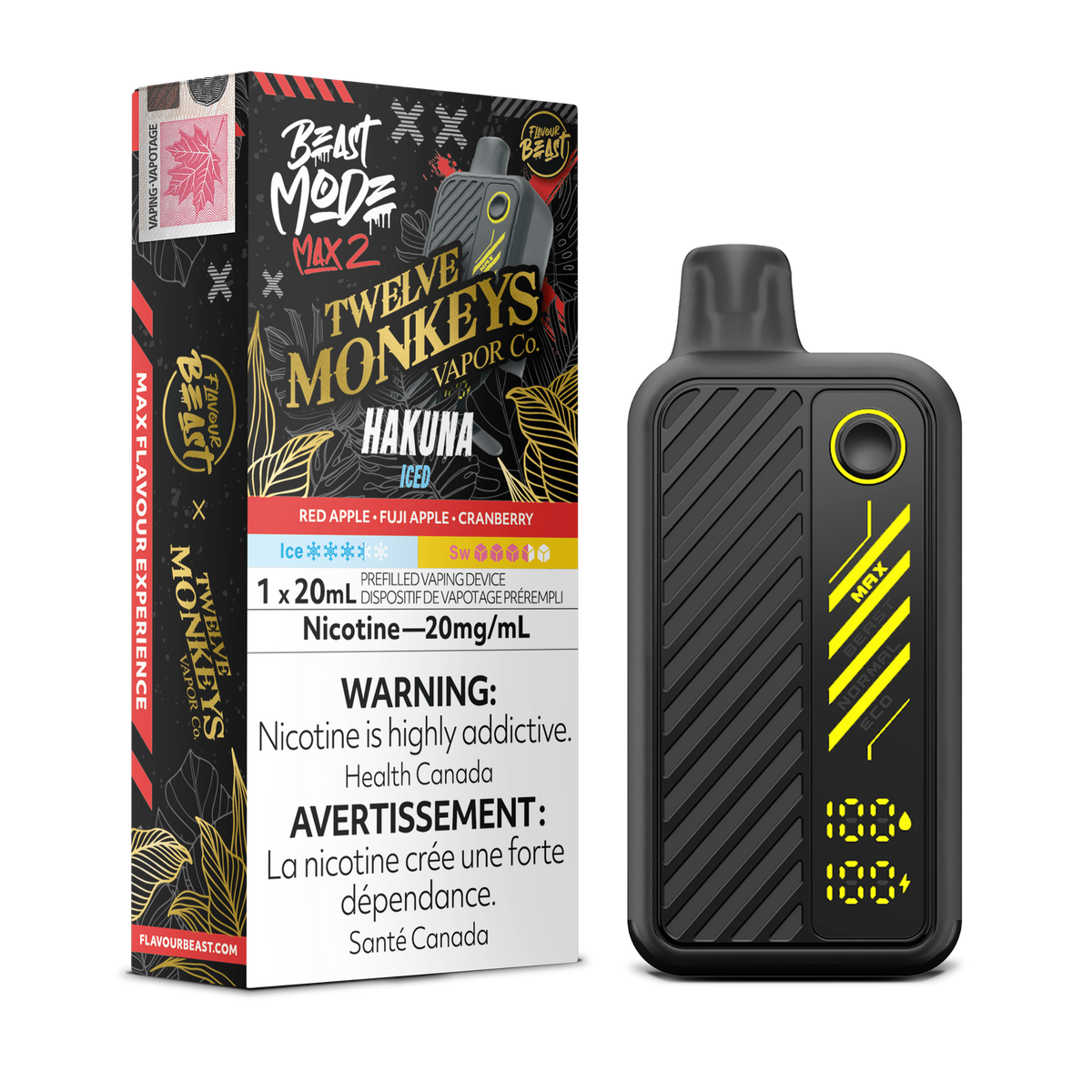 [ONT] Flavour Beast x Twelve Monkeys - Beast Mode MAX 2 - Rechargeable Disposable - 50k Puffs